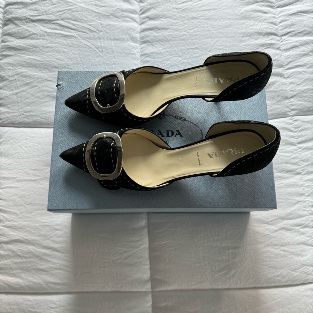 Prada buckle pointed toe kitten heels - Picture 1 of 5